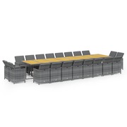  vidaXL 21 részes szürke polyrattan kerti étkezőgarnitúra párnákkal akciós termékkép 1