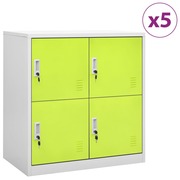  vidaXL 5 db világosszürke-zöld acél zárható szekrény 90 x 45 x 92,5 cm akciós termékkép 1