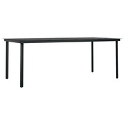  vidaXL fekete acél és üveg kerti étkezőasztal 200 x 100 x 74 cm akciós termékkép 1