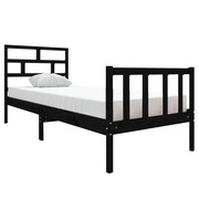  vidaXL Small Single fekete tömör fenyőfa ágykeret 75 x 190 cm akciós termékkép 1