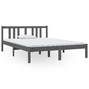  vidaXL Double szürke tömör fa ágykeret 135 x 190 cm akciós termékkép 1