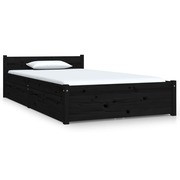  vidaXL fekete ágykeret fiókokkal 90 x 200 cm akciós termékkép 1
