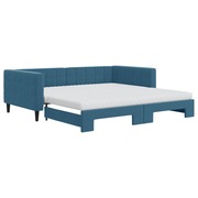  vidaXL kék bársony kihúzható heverő matraccal 100 x 200 cm akciós termékkép 1