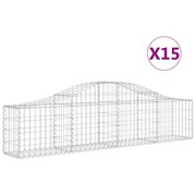  vidaXL 15 db íves horganyzott vas gabion kosár 200x30x40/60 cm akciós termékkép 1