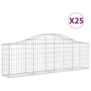  vidaXL 25 db íves horganyzott vas gabion kosár 200x30x60/80 cm akciós termékkép 1