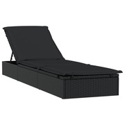  vidaXL 1 db fekete polyrattan napozóágy párnával 201 x 55 x 62 cm akciós termékkép 1