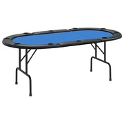  vidaXL kék összecsukható pókerasztal 10 játékosnak 207 x 106 x 76 cm akciós termékkép 1