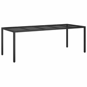  vidaXL Kerti Étkezőasztal Tiszta fekete. 250 x 100 x 75 cm Poli rattan akciós termékkép 1
