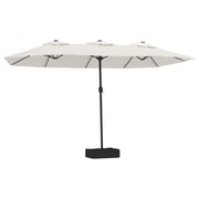  vidaXL homokfehér dupla tetős napernyő LED-ekkel 449x265 cm akciós termékkép 1