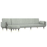  vidaXL világosszürke L-alakú bársony kanapéágy 275x140x70 cm akciós termékkép 1