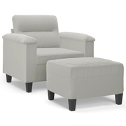  vidaXL világosszürke mikroszálas szövet kanapéfotel lábtartóval 60 cm akciós termékkép 1