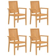  vidaXL 4 db tömör tíkfa rakásolható kerti szék 56,5 x 57,5 x 91 cm akciós termékkép 1