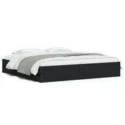  vidaXL fekete szerelt fa ágykeret 200 x 200 cm akciós termékkép 1