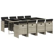  vidaXL 9részes világosszürke polyrattan kerti étkezőgarnitúra párnával akciós termékkép 1
