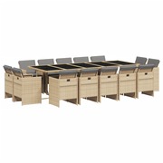  vidaXL 15 részes vegyes bézs polyrattan kerti étkezőgarnitúra párnával akciós termékkép 1