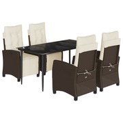 vidaXL 5-részes barna polyrattan kerti étkezőgarnitúra párnákkal akciós termékkép 1