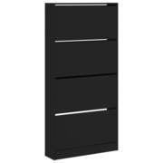  vidaXL fekete cipőszekrény 4 kihajtható fiókkal 80 x 21 x 163,5 cm akciós termékkép 1