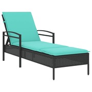 vidaXL fekete napozóágy párnával 63x200x81 cm polyrattan (csak az USA-ban) akciós termékkép 1