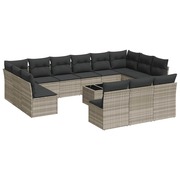  vidaXL 14 részes világosszürke polyrattan kerti ülőgarnitúra párnával akciós termékkép 1