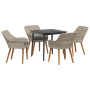  vidaXL Étkezőgarnitúra 5 pcs Világosszürke Poli rattan akciós termékkép 1