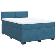  vidaXL kék bársony rugós ágy matraccal 160 x 200 cm akciós termékkép 1