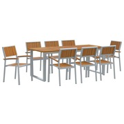  vidaXL Kert étkező szett 9 pcs Szürke és barna 200 x 90 x 75 cm akciós termékkép 1