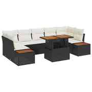  vidaXL Kert étkező szett 8 pcs Krémszínű Fekete Fa 100 x 55 x 73 cm akciós termékkép 1