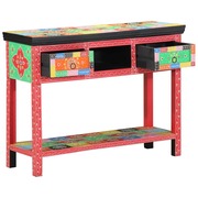  vidaXL Konzolasztal fiókkal Sokszínű 100 x 30 x 75 cm Tömör mangófa akciós termékkép 1