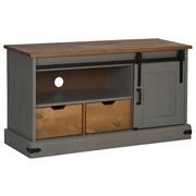  vidaXL HALDEN szürke tömör fa TV szekrény tolóajtóval 110x40x60 cm akciós termékkép 1