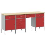  vidaXL Munkaszekrény 4 pcs Piros 200 x 55 x 85 cm Mérnöki fa és Acél akciós termékkép 1
