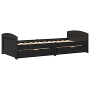  vidaXL Napozóágy 2 fiókkal matrac nélkül IRUN Fekete 90x200 cm akciós termékkép 1