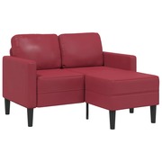  vidaXL borvörös műbőr 2 üléses kanapé L-alakú kanapéval 125 cm akciós termékkép 1