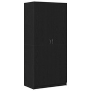  vidaXL Ruhásszekrény tárolóval ajtóval Fekete 90 x 52 x 200 cm Faanyag akciós termékkép 1