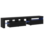  vidaXL TV Szekrények 2 db LED Fénnyel Fekete Tölgy Mérnöki Fából akciós termékkép 1