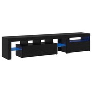  vidaXL TV szekrények 2 db LED világítással Fekete tölgy Mérnöki fa akciós termékkép 1