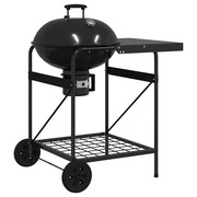  vidaXL Kültéri grill kerékkel Fekete 96 x 72 x 113 cm Fém akciós termékkép 1