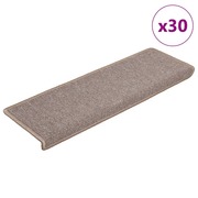  vidaXL 30 db világosbarna, téglalap alakú szélű lépcsőszőnyeg 65 x 21 x 4 cm akciós termékkép 1