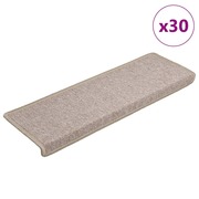  vidaXL 30 db lépcsőszőnyeg, 65 x 21 x 4 cm, bézs, téglalap alakú széllel akciós termékkép 1