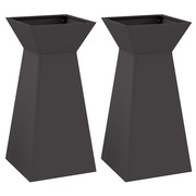  vidaXL Pillér Ültető 2 pcs Fekete 35 x 35 x 73 cm Acél akciós termékkép 1