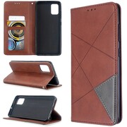 Nokia 1 Plus, Oldalra nyíló tok, stand, geometria minta, Wooze DesignBook, barna akciós termékkép 1