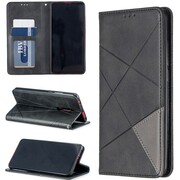Xiaomi Redmi K30 / K30 5G / Poco X2, Oldalra nyíló tok, stand, geometria minta, Wooze DesignBook, fekete akciós termékkép 1