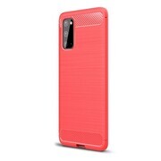 OnePlus 8 Pro, Szilikon tok, közepesen ütésálló, szálcsiszolt, karbon minta, piros akciós termékkép 1