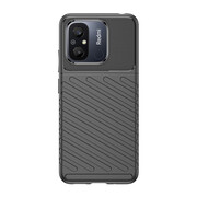 Xiaomi Redmi 12C, Szilikon tok, közepesen ütésálló, domború csíkos minta, fekete akciós termékkép 1