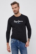 Pepe Jeans pamut hosszúujjú Eggo Long fekete, sima akciós termékkép 1