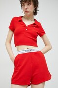 Tommy Jeans rövidnadrág női, piros, sima, magas derekú akciós termékkép 1