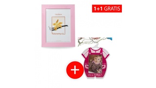 Akció 1+1: Fa fotókeret DRC11K 15x20 C7 rózsaszín + Akril minikeret 4x5cm rózsaszín akciós termékkép 1