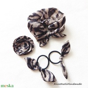 Masnis leopárd mintás scrunchies, hajgumi, kitűző szett akciós termékkép 1