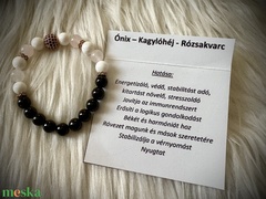 Ónix - Kagylóhéj - Rózsakvarc Ásvány karkötő akciós termékkép 1