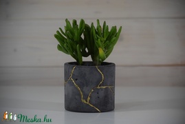 Kintsugi Effect Cementkerámia Kaspó, kaktusz, szukkulens növény számára, minimal dekor, indusztriál akciós termékkép 1