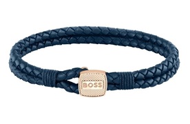 Hugo Boss Kék fonott bőr karkötő Seal 1580668 19 cm akciós termékkép 1